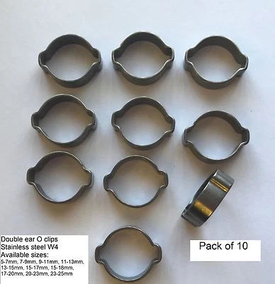 PACK of 10 O CLIPS DOUBLE EARRED Stainless steel W4
