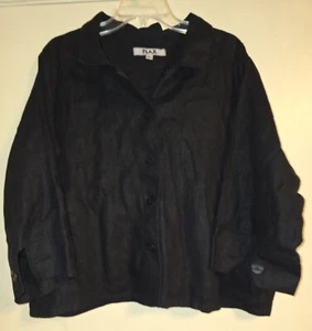 AUTHENTIC Flax Linen Jacket L Large Black Designer Blazer - Picture 1 of 5