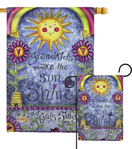 Grandkids Family Make The Sunshine Grandchilden Garden House Yard Flag - Imagen 1 de 13