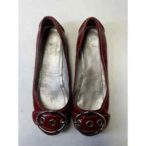 CAR SHOE FOR PRADA Patent Leather Buckle Ballet Flats Red Women's 36.5 US 6.5 - Picture 1 of 9