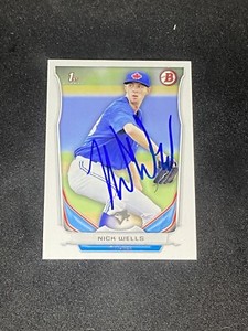 Nick Wells 2014 Bowman Draft Prospects #DP89 Toronto Blue Jays Auto Signed Card
