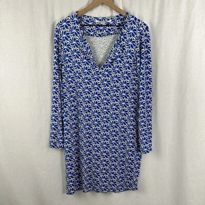 Diane Von Furstenberg Reina Blue Geo Print Jersey Dress Womens 12 Designer - Picture 1 of 12