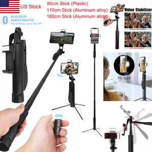 Gimbal Stabilizer Bluetooth Remote Foldable Selfie Stick Tripod Monopod w/LED US - Picture 1 of 23