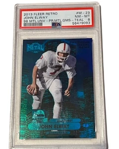 John Elway Precious Metal Gems PMG 2013 Fleer Retro TEAL /50 POP 1/1 PSA 8 Blue - Picture 1 of 4