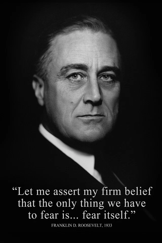 DECOR LOGISTICS President Franklin D. Roosevelt Fear Quote Portrait Poster 12x18