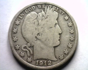 1912 FRISEUR HALF DOLLAR GUT / SEHR GUT G/VG SCHÖNE ORIGINAL MÜNZE AUS BOBS MÜNZEN - Bild 1 von 2