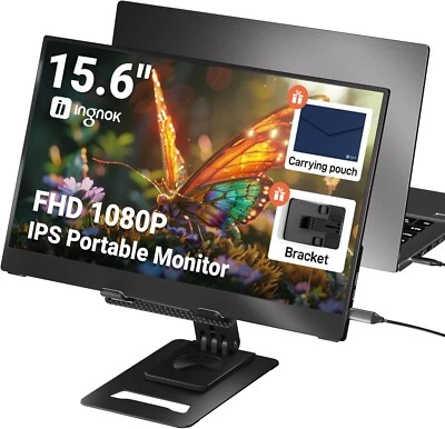 ingnok 15.6'' fhd ips portable monitor – ultra slim external screen with usb ... - Image 1 of 4