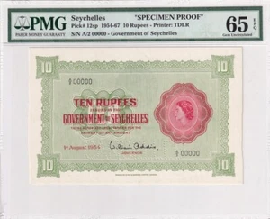 Seychelles, 10 Rupees, 1954, UNC, p12sp, SPECIMEN - Picture 1 of 2