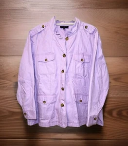 NWT Talbots Women’s 3X Light Lilac Purple Utility Army Jacket 100% Cotton $159 - Picture 1 of 14