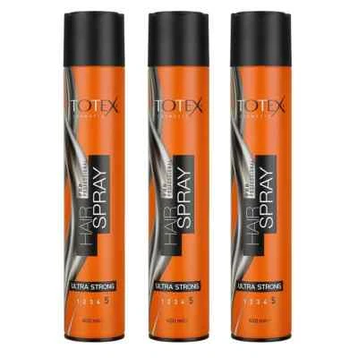 3X Totex Hair Spray Styling Pro Ultra Strong Hold Orange 400ml (3 PCS Offer)