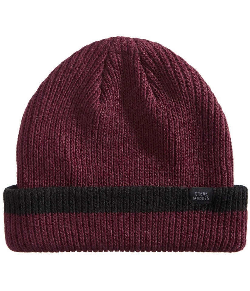 Gorro Steve Madden Para Hombres Acanalado con Puños, Rojo, Talla Única Foto 1 de 1