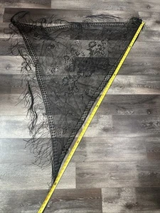 Heritage Spitzenschal Halstuch schwarz 60” x 48” viktorianischer Stil Fransen Abschlussball Gala - Bild 1 von 6