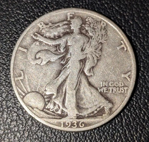 Walking Liberty Half Dollar 1936 (D) - One (1) 90% Silver Coin, Circulated - Picture 1 of 6
