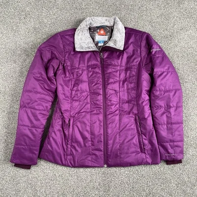 Abrigo chaqueta acolchada Columbia Kaleidaslope Omni Heat púrpura talla grande para mujer Foto 1 de 4