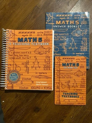 Teaching Textbooks Math 5 complete set! Text, answer key, and 4 discs - Image 1 of 4