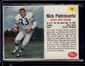 Cereal postal 1962 #58 Nick Pietrosante - Imagen 1 de 2