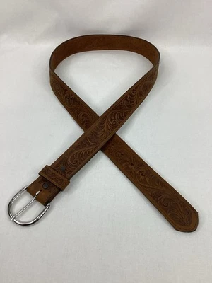 Justin 皮革工具男式棕色皮带带镀铬扣 40 英寸风格 #5399 — 第 1/4 张图片