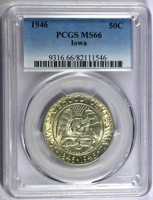 1946 PCGS MS66 Iowa Classic Commemorative Half - Image 1 of 2