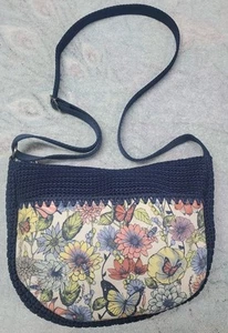 Sakroots Navy Blue Butterfly Print Crochet Crossbody/Shoulder Bag Dmged Ink Dot - Picture 1 of 24