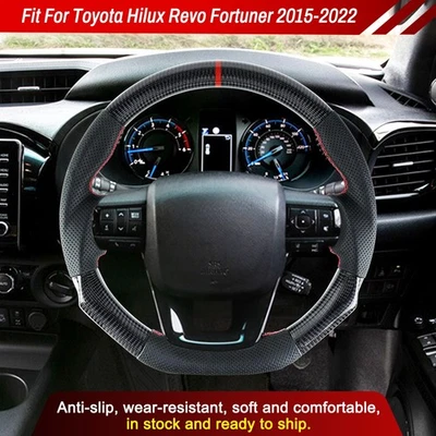 Genuine Carbon Fiber Steering Wheel For Toyota Hilux Revo And Fortuner 2015-2022 - Image 1 of 4
