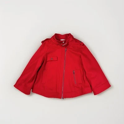 Chaqueta de moto asimétrica Soft Surroundings talla 2X Plus roja mezcla de lana hebilla vanguardista Foto 1 de 4