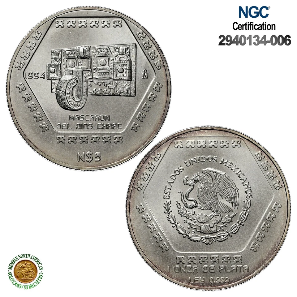 1994Mo MEXICO S5P MASCARON DEL DIOS CHAAC MS 68 - Image 1 of 4