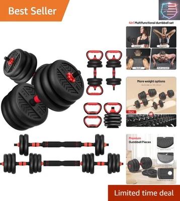 Conjunto compacto de halteres ajustáveis 4 em 1 (30 libras) - Transforme sua rotina de fitness - Imagem 1 de 4