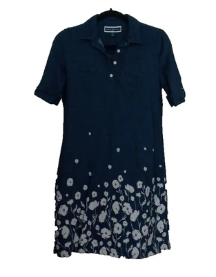 Karen Scott цветочный джинсовой ткани рубашка платье PS женщин короткий рукав синий хлопок - Изображение 1 из 4