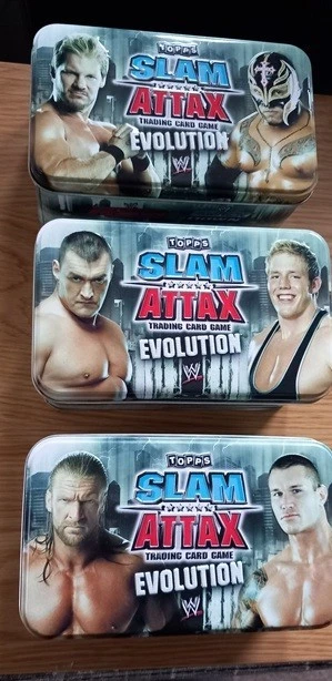 WWE SLAM ATTAX EVOLUTION EMPTY COLLECTORS TIN...CHOOSE  BY TOPPS - Image 1 of 4