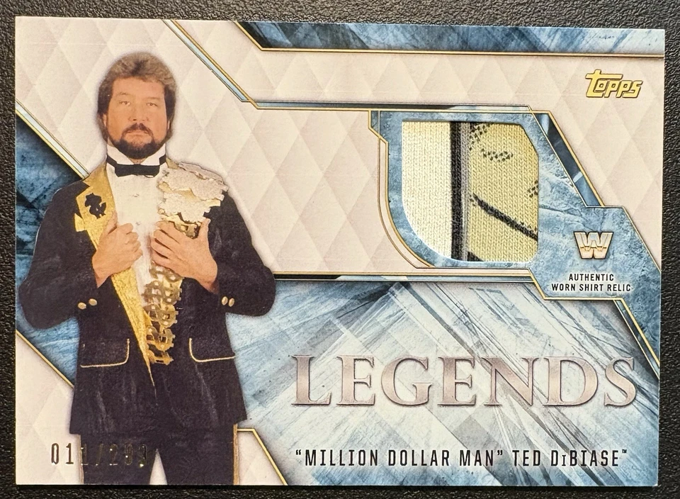 TED DIBIASE 2018 Topps WWE Legends AUTHENTIC WORN SHIRT RELIC 4 Clr Patch #/299 - Image 1 of 1