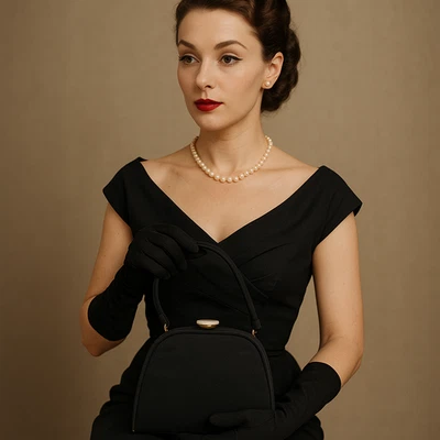 De Colección Morris Moskowitz MM Bolso de Noche Cartera Negro Faille MCM Cierre Dorado Twee Foto 1 de 4