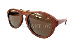 NWOT Unisex Sunglasses Mahogany wood Brown $90 - imperfect lens - Picture 1 of 10