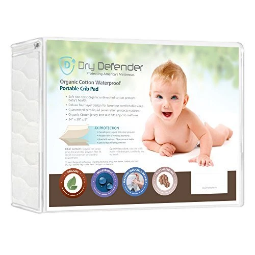 Organic Cotton Waterproof Portable Crib Pad - Natural Quilted Mini Baby Crib Mat - Image 1 of 1