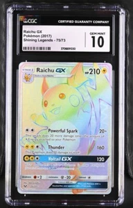 2017 Pokemon Sun & Moon Raichu GX Shining Legends Secret 75/73 CGC 10 - Picture 1 of 2