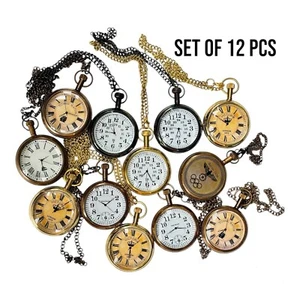 Vintage Nautical pocket watches Quartz Brass antique occasions Gifts Set 12 Pcs - Picture 1 of 6