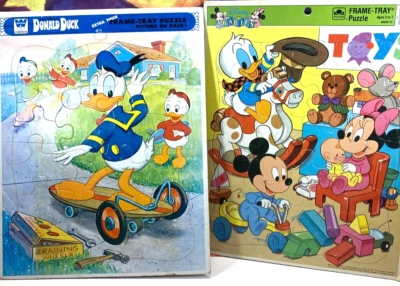 Rompecabezas con marco de bebés Disney Whitman Disney de colección-2 Pato Donald Mickey Minnie Foto 1 de 4