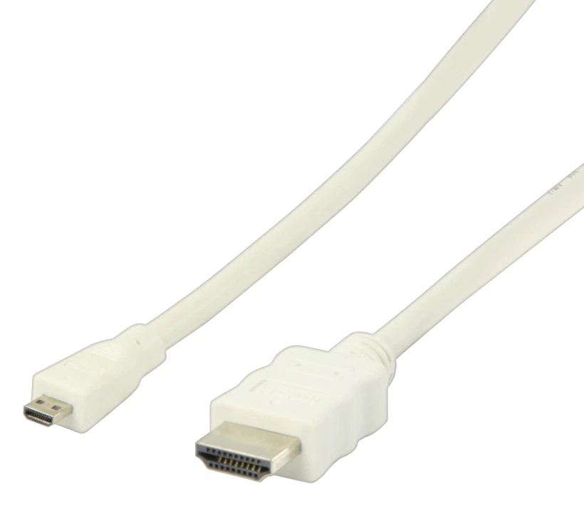 High-Speed-HDMI-Kabel mit Ethernet - HDMI auf Micro HDMI 2m Weiss - Bild 1 von 1