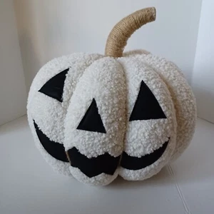 Pottery Barn Halloween Jack-o’-Lantern Shaped Pillow Ivory NWT - Picture 1 of 5