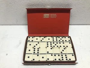 Vintage Dominoes by Cardinal 55 Pc Set Brown Vinyl Case GC - Picture 1 of 5