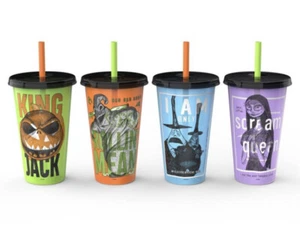 Nightmare Before Christmas 25 Unzen Becher leuchten im Dunkeln Disney 4er Pack BPA frei - Bild 1 von 9