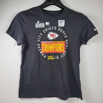 Nike Канзас-Сити начальников Super Bowl LVII чемпионов женщина серый большой футболка новый - Изображение 1 из 4