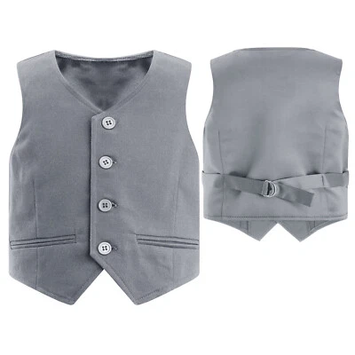 Niño Niño Niño Cuello en V Abotonado Esmoquin Traje Formal Chaleco Chaleco de un solo pecho Foto 1 de 2