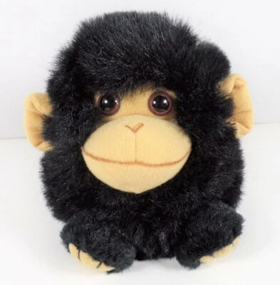 Puffkins Milo Monkey Chimp 1997 negro redondo de colección años 90 juguete relleno sin etiqueta Swibco Foto 1 de 4