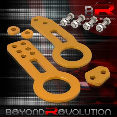 Kit de gancho de remolque JDM delantero y trasero de aluminio anodizado universal de 2" dorado Foto 1 de 3