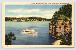 Clipper Winnebago Upper Dells of Wisconsin River, Vintage Postkarte P9d - Bild 1 von 2