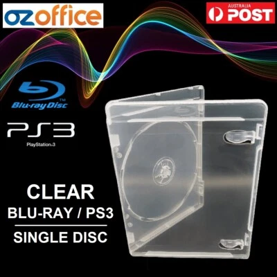 CLEAR Blu Ray Case - With Logo PS3 Case SINGLE CLEAR Blu-Ray Cover PS3 Covers - image 1 of 4