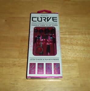 Sentry Curve Pink & Black Stereo Ear Buds In-Line Mic 3.5mm Plug HM630DG *NEW*