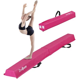 6FT Folding Balance Beam Non Slip Base Gymnastics Beam Practice Training Pink - Picture 1 of 24