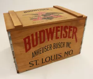 Vintage Budweiser Anheuser Busch Wood Crate With Hinges - Picture 1 of 8
