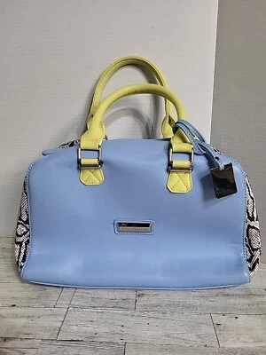 Catherine Malandrino Large Convertible Crossbody Satchel In Baby Blue Snake Look - Image 1 of 4